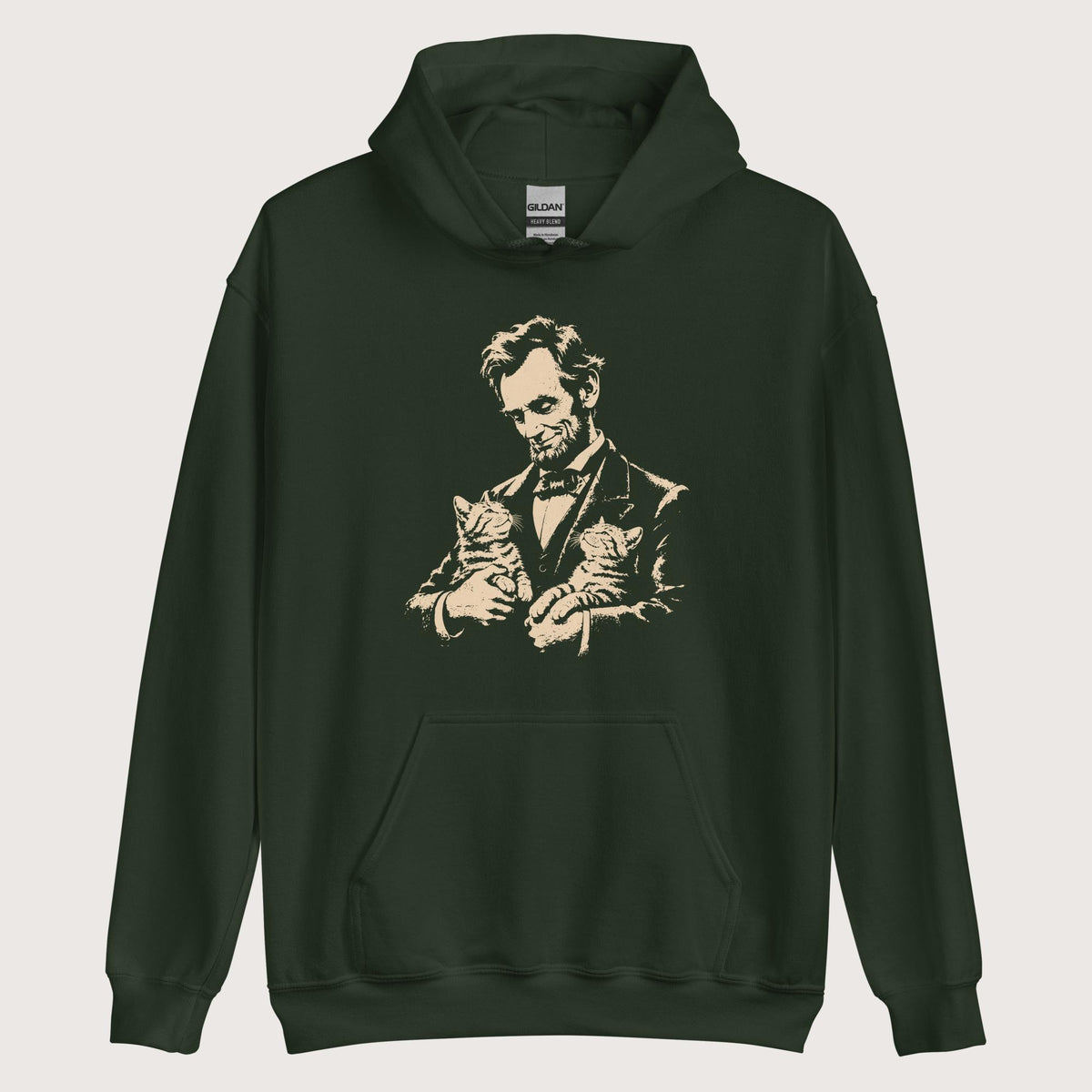 Forest Green Lincoln's Cats Hoodie - history buff gift by HistoHead