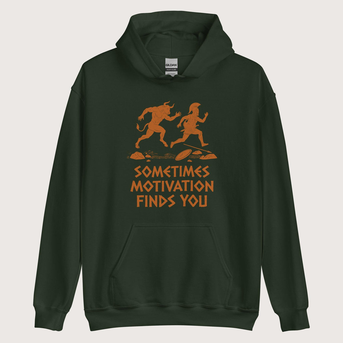 Forest Green Motivation Finds You Minotaur Edition Hoodie - history buff gift by HistoHead