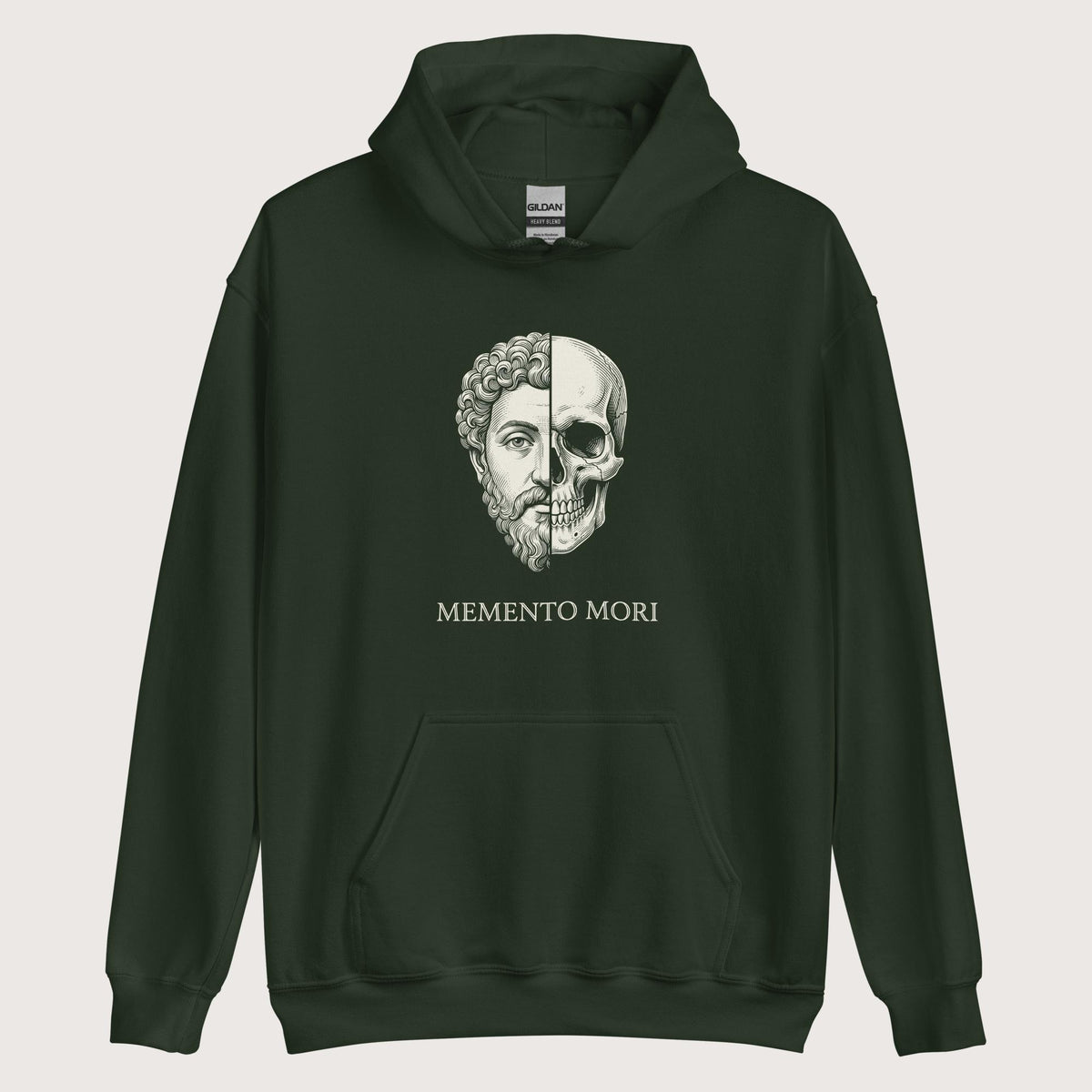 Forest Green Marcus Aurelius Skull Hoodie - history buff gift by HistoHead