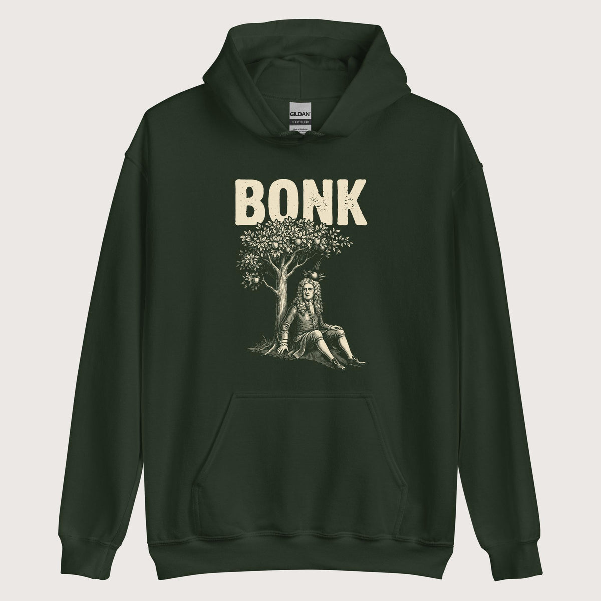 Forest Green Newton Bonk Hoodie - history buff gift by HistoHead