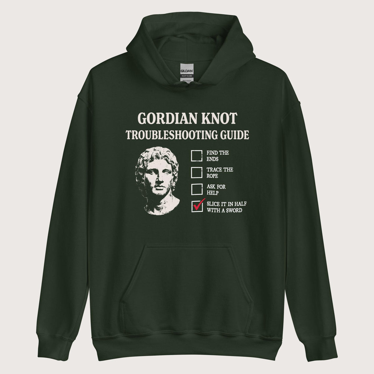 Forest Green Alexander's Gordian Knot Guide Hoodie - history buff gift by HistoHead