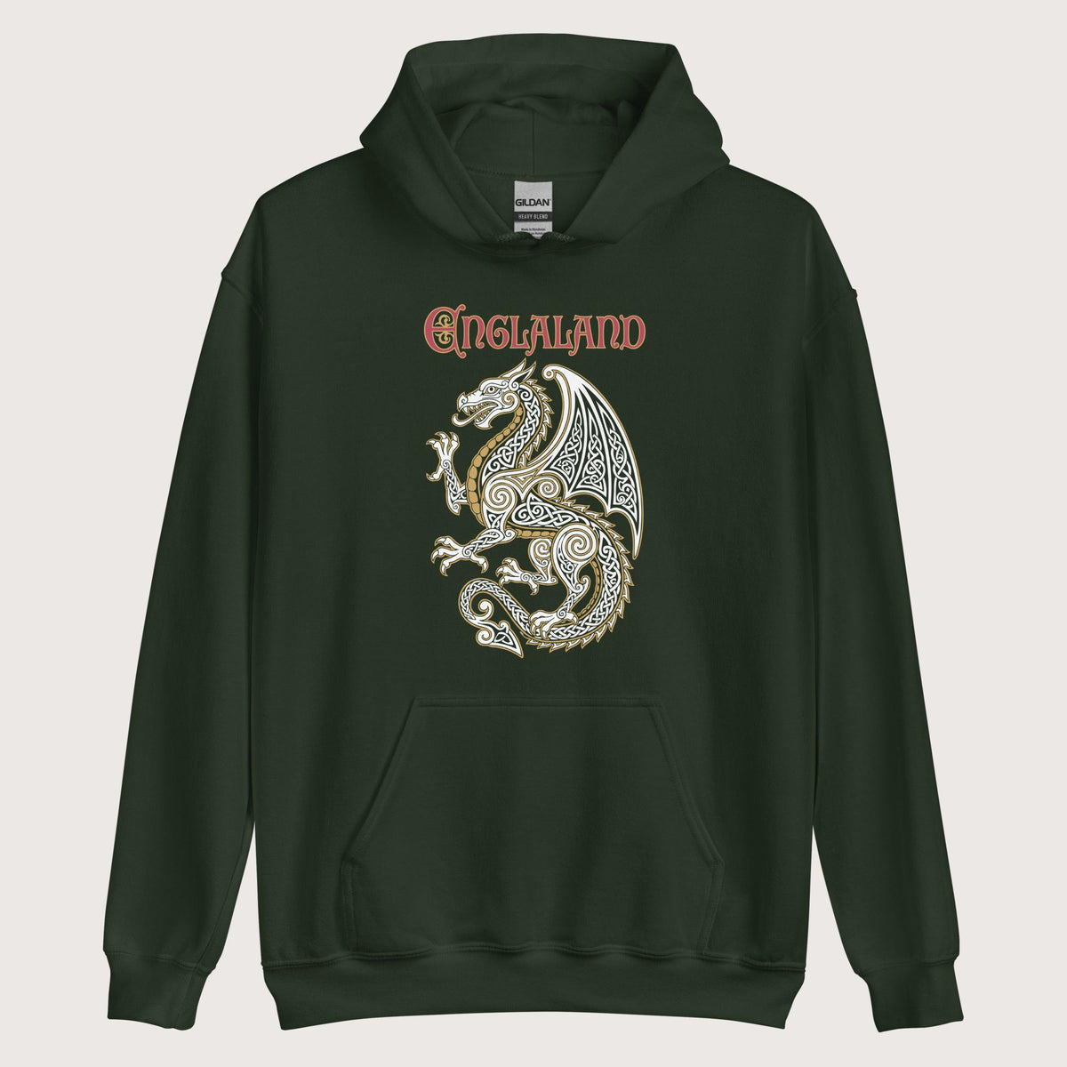 Forest Green Englaland Dragon Hoodie - history buff gift by HistoHead