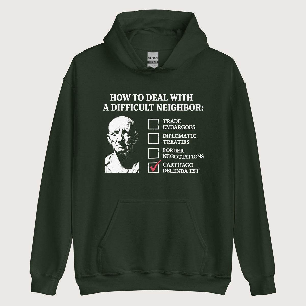 Forest Green Cato's Foreign Policy Hoodie - history buff gift by HistoHead