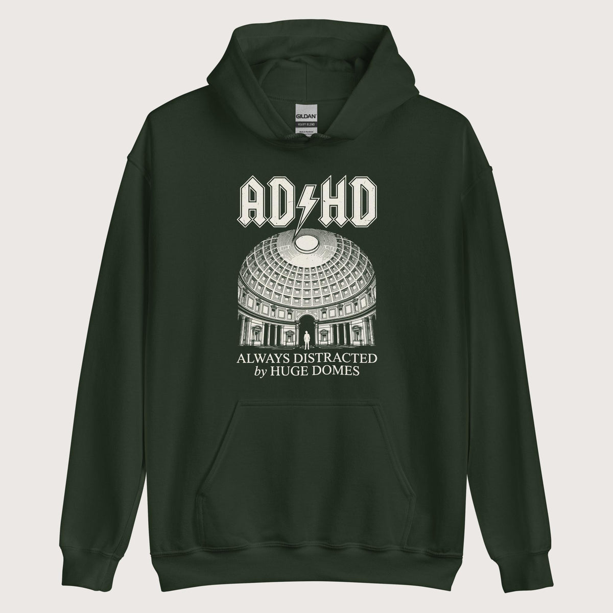 Forest Green Always Distracted by Huge Domes Hoodie - history buff gift by HistoHead