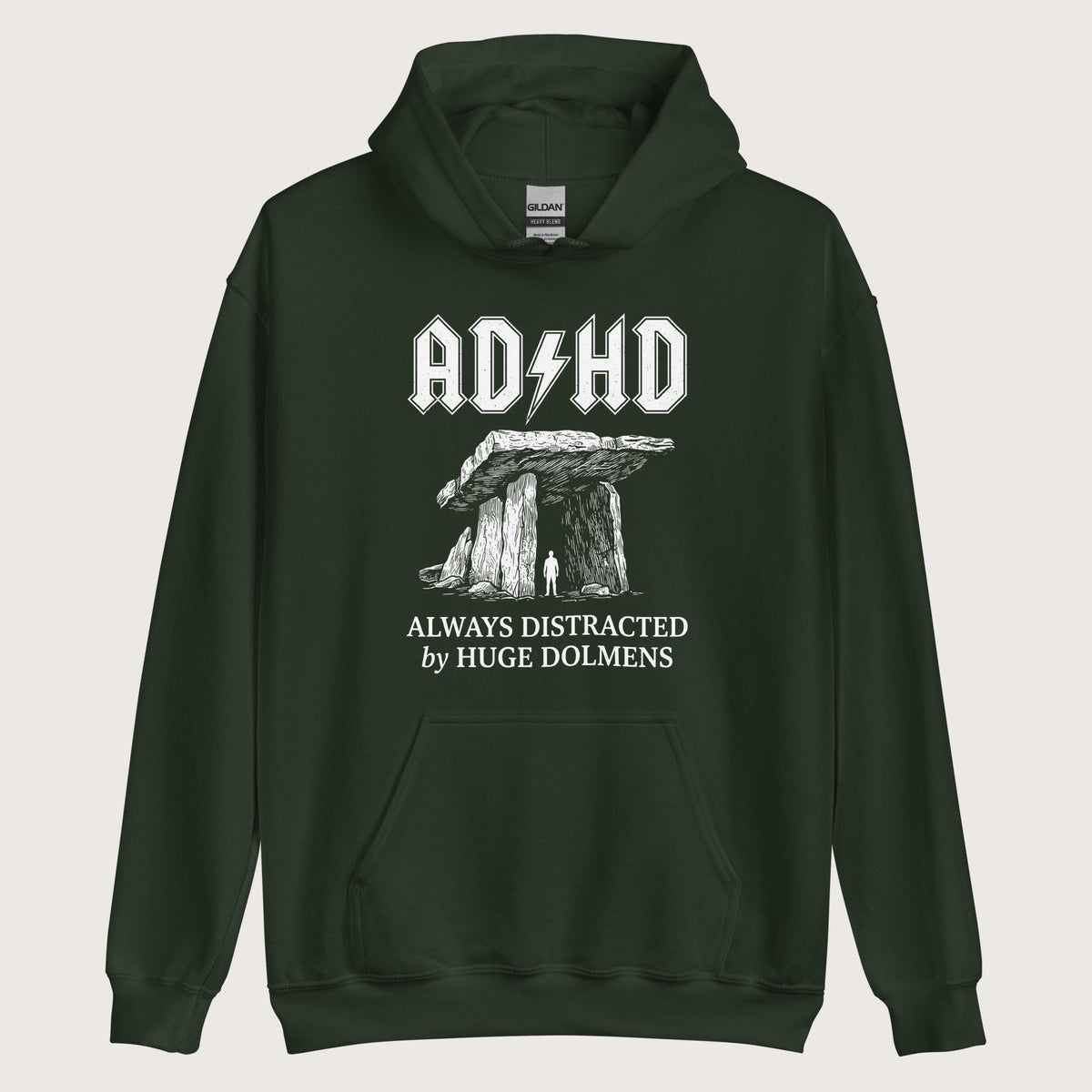 Forest Green Always Distracted by Huge Dolmens Hoodie - history buff gift by HistoHead