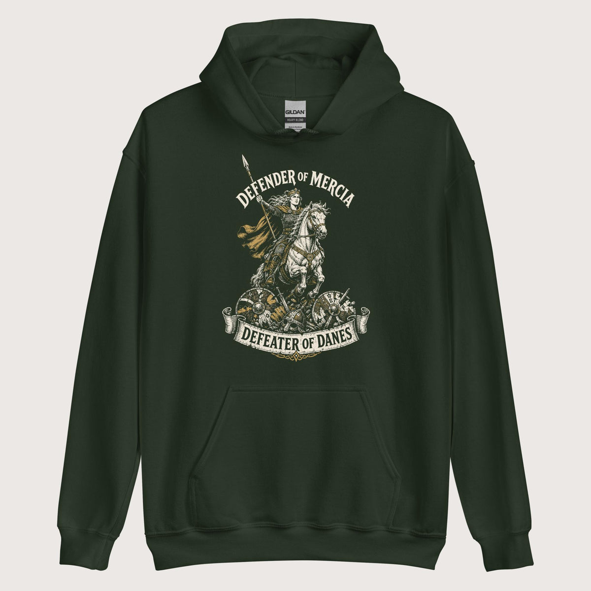 Forest Green Æthelflæd Defender of Mercia Hoodie - history buff gift by HistoHead