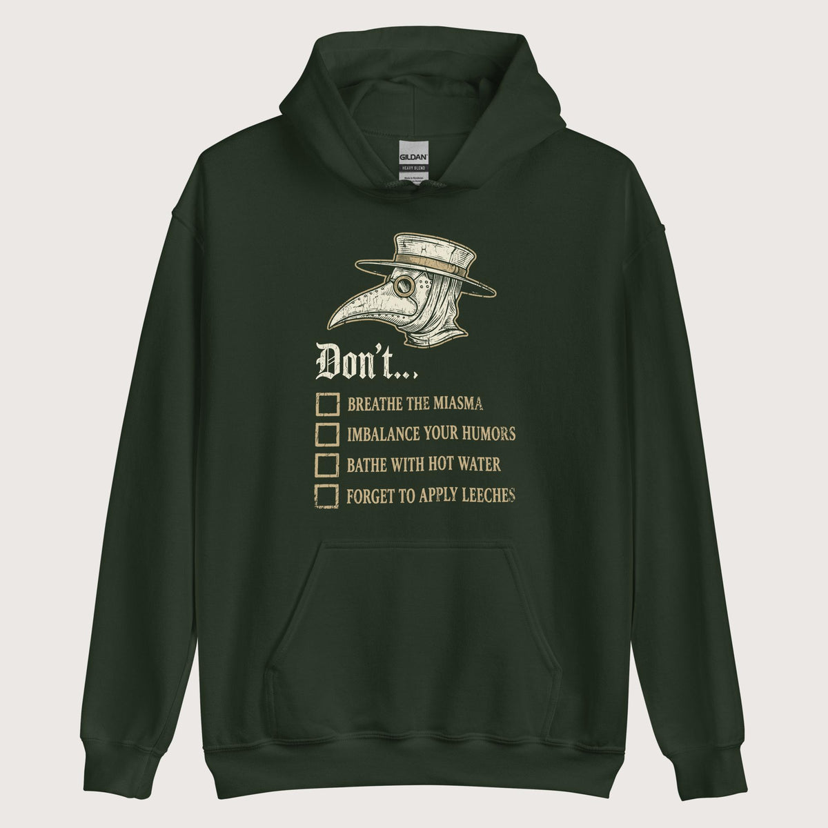 Forest Green Plague Doctor Advice Hoodie - history buff gift by HistoHead