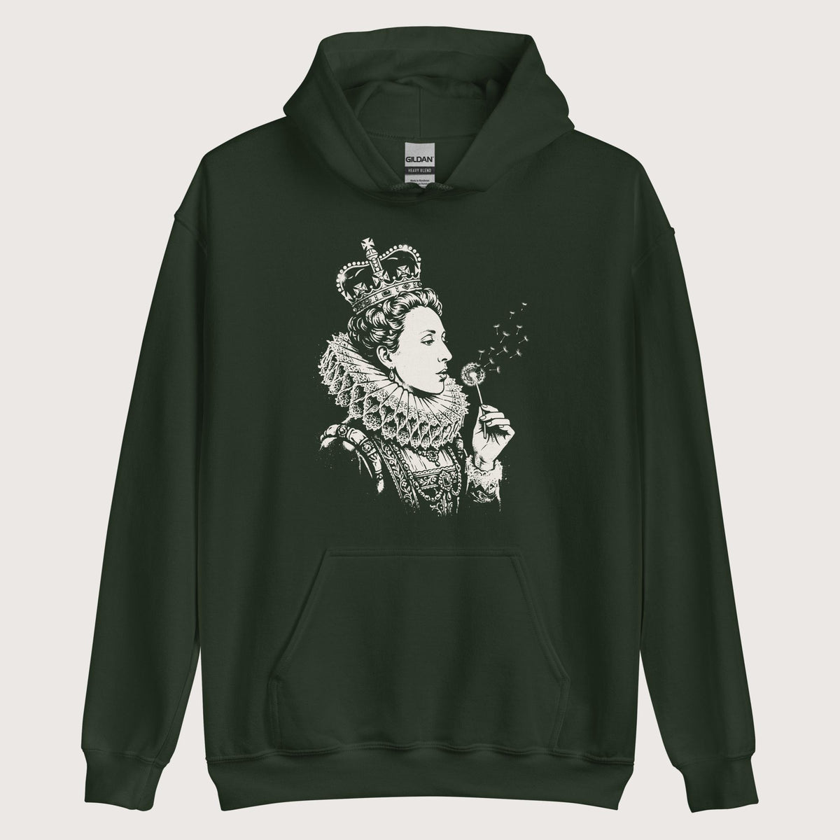 Forest Green Elizabeth I Blowing Wishes Hoodie - history buff gift by HistoHead
