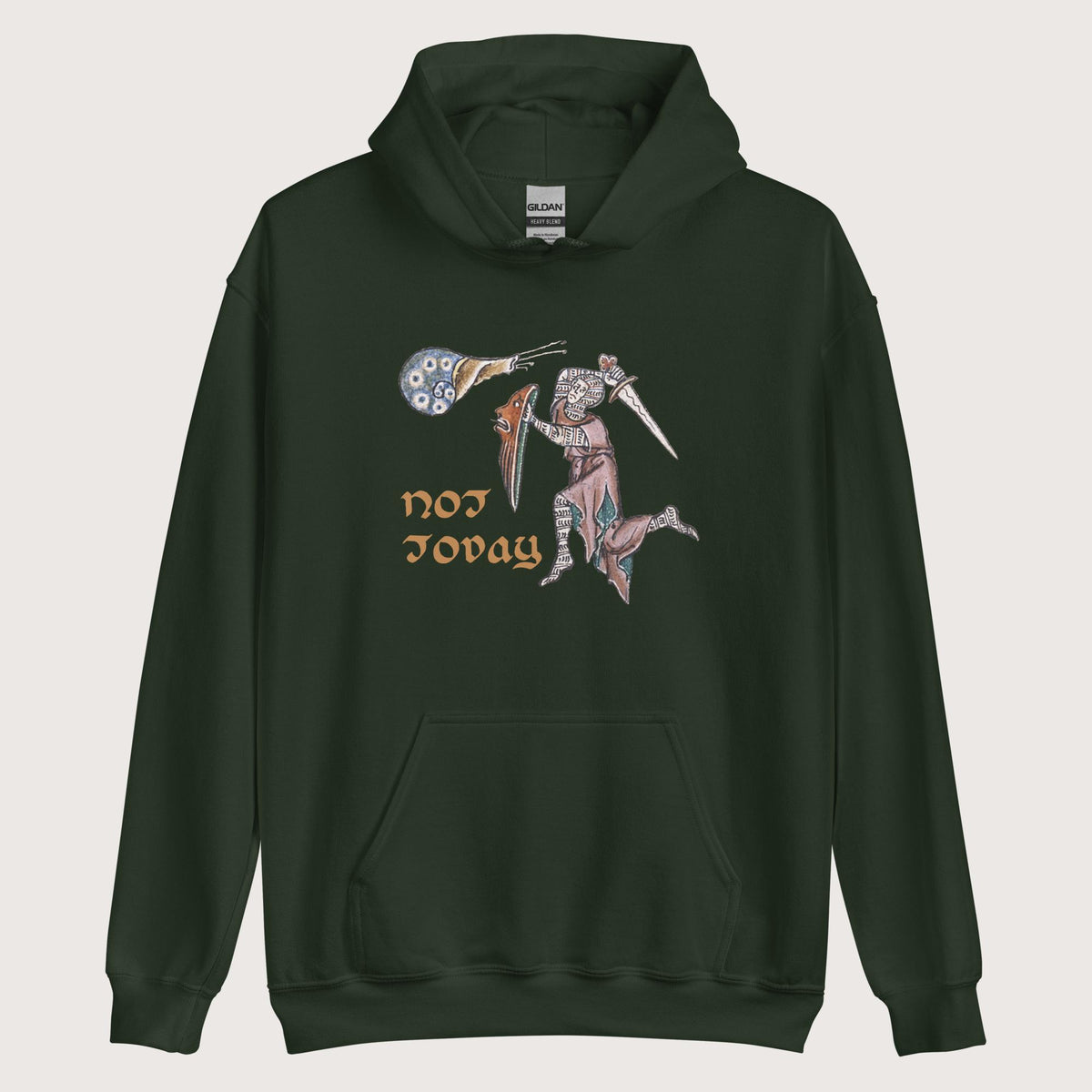 Forest Green Not Today Snail Hoodie - history buff gift by HistoHead