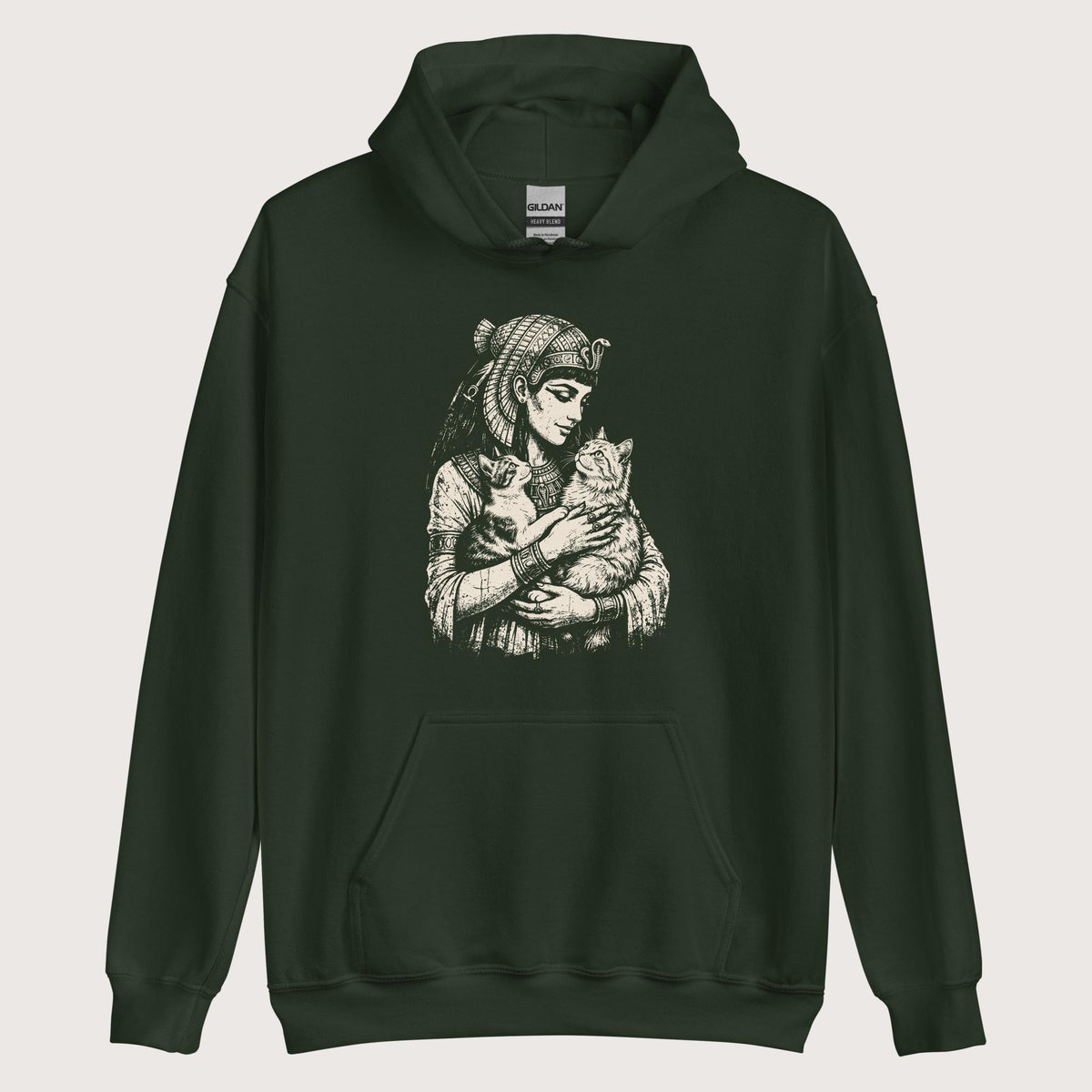 Forest Green Cleopatra's Cats Hoodie - history buff gift by HistoHead