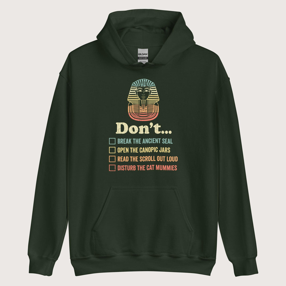 Forest Green King Tutankhamun Advice Hoodie - history buff gift by HistoHead