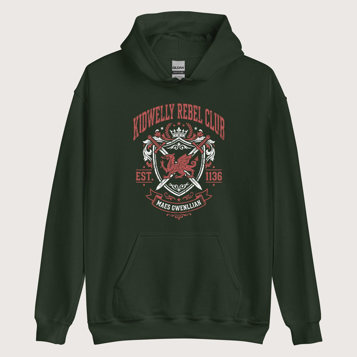 Forest Green Kidwelly Rebel Club Maes Gwenllian 1136 Hoodie - history buff gift by HistoHead