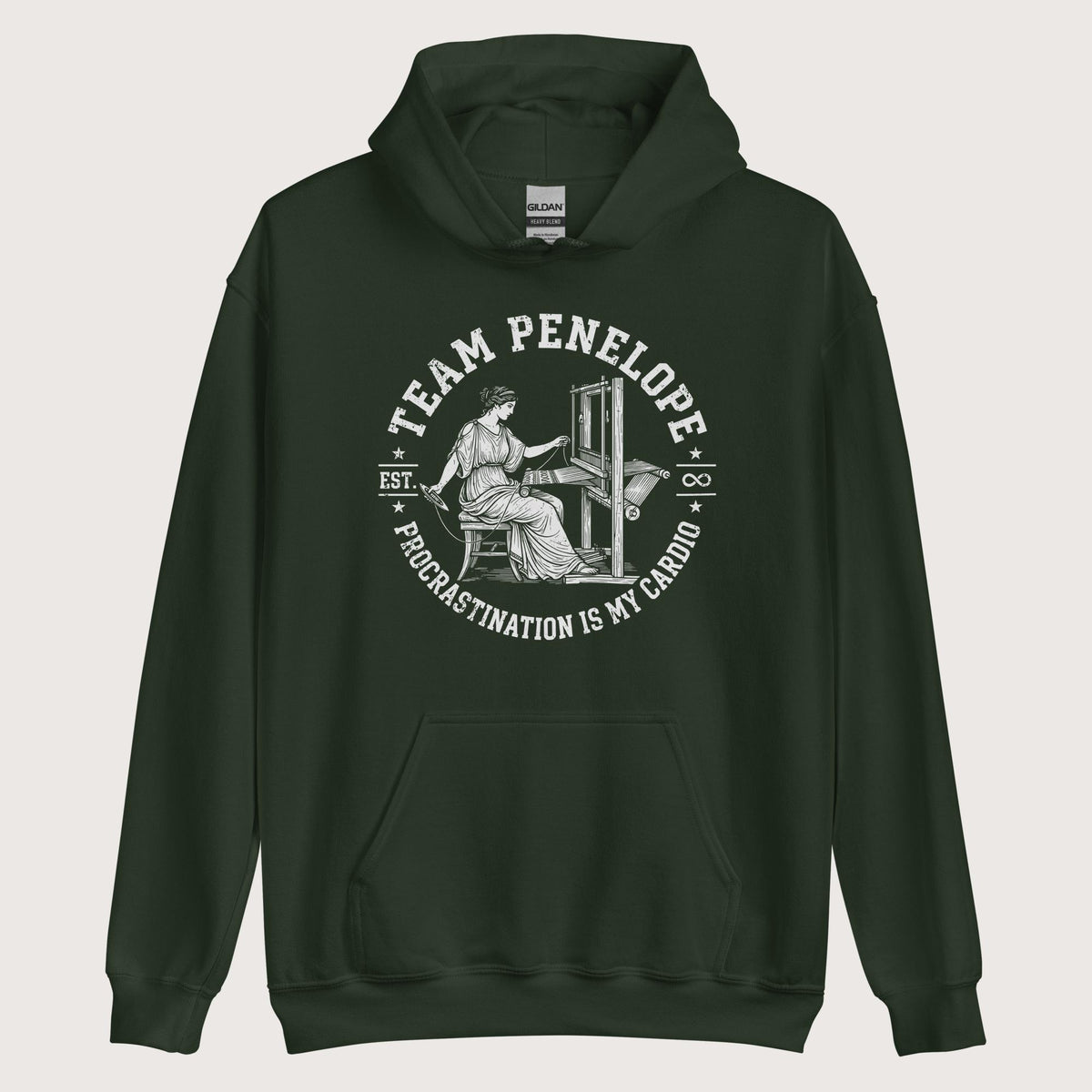 Forest Green Team Penelope Procrastination Hoodie - history buff gift by HistoHead