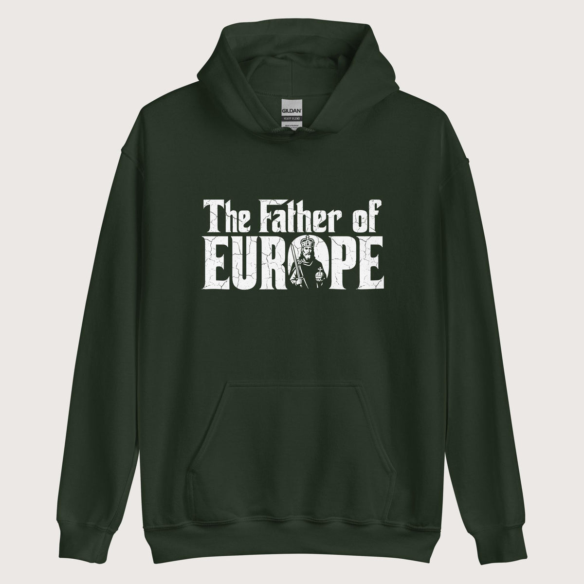 Forest Green Charlemagne The Father of Europe Hoodie - history buff gift by HistoHead