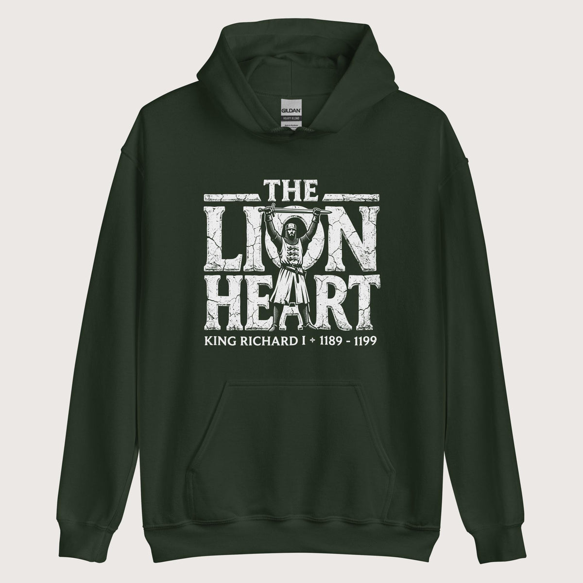 Forest Green Richard the Lionheart Hoodie - history buff gift by HistoHead