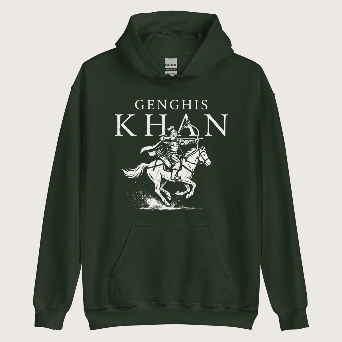 Forest Green Genghis Khan Hoodie - history buff gift by HistoHead
