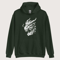 Forest Green Smoking Dragon Hoodie - history buff gift by HistoHead