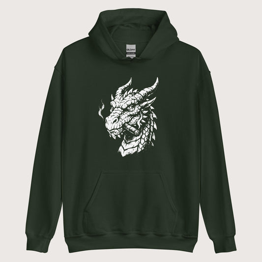 Forest Green Smoking Dragon Hoodie - history buff gift by HistoHead