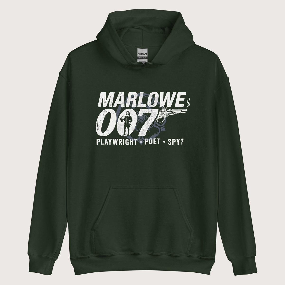Forest Green Marlowe 007 Hoodie - history buff gift by HistoHead