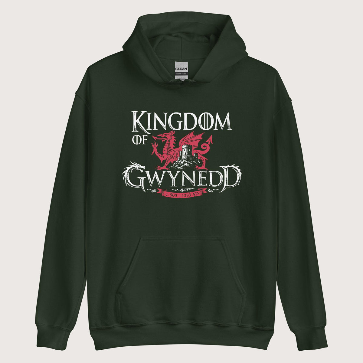 Forest Green Kingdom of Gwynedd Hoodie - history buff gift by HistoHead