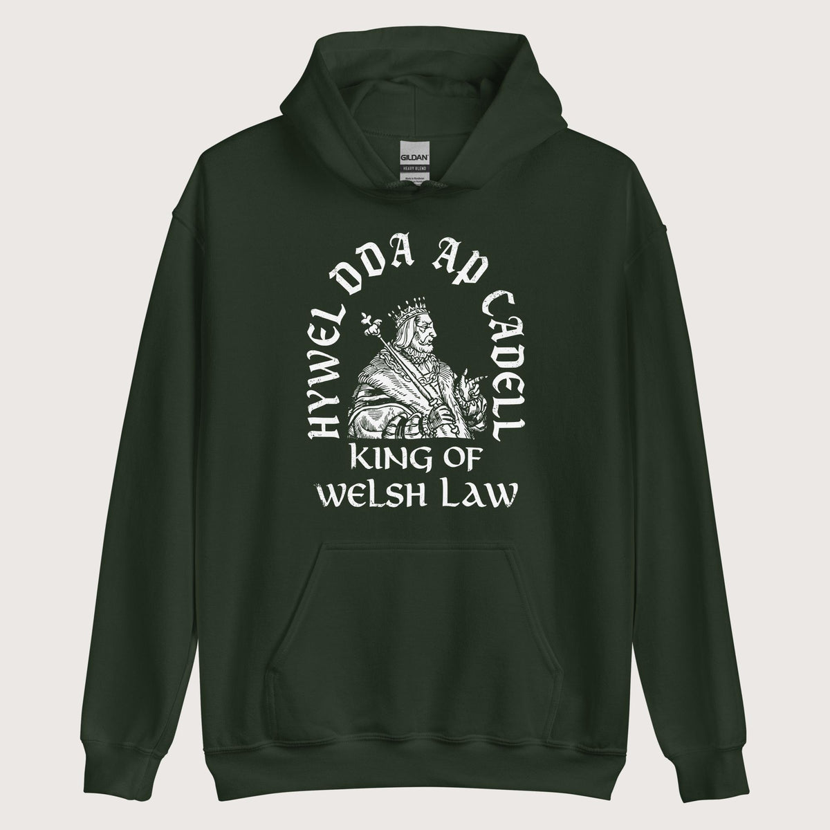 Forest Green Hywel Dda King of Welsh Law Hoodie - history buff gift by HistoHead