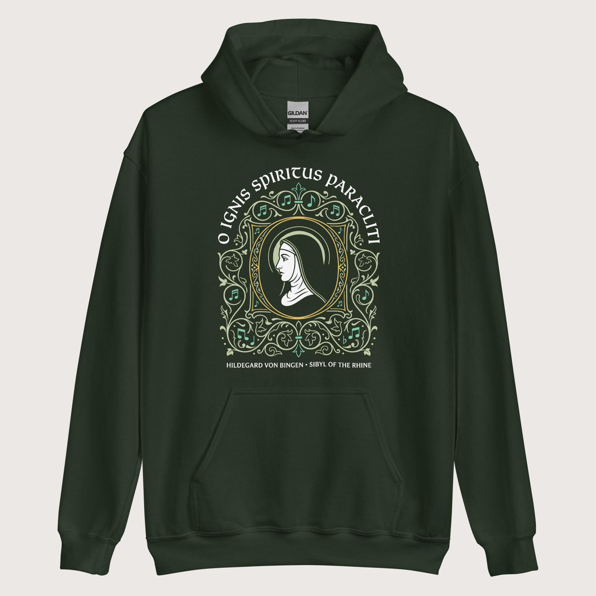 Forest Green Hildegard von Bingen Hoodie - history buff gift by HistoHead
