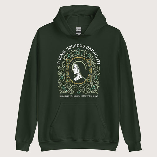 Forest Green Hildegard von Bingen Hoodie - history buff gift by HistoHead