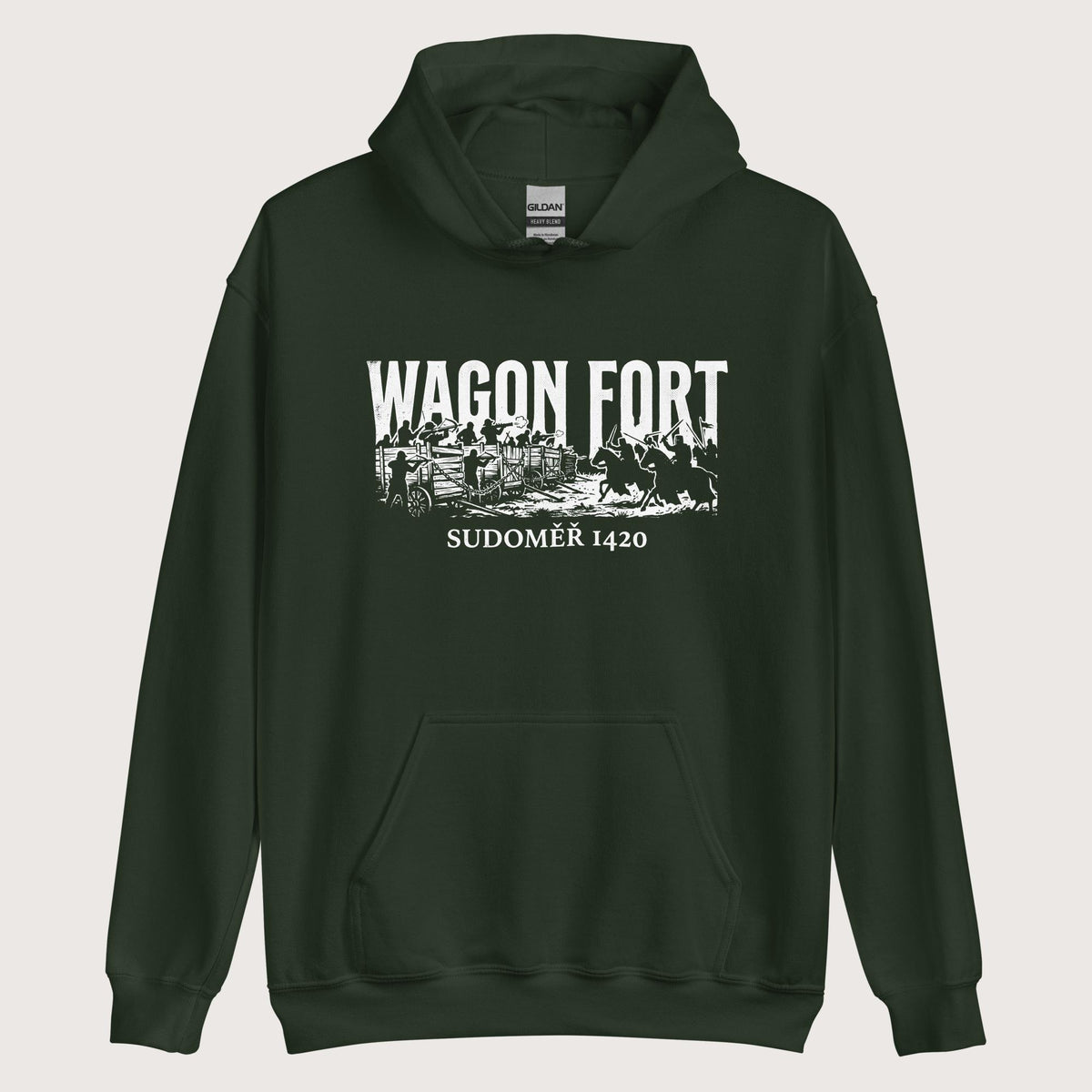 Forest Green Wagon Fort Battle of Sudoměř Hoodie - history buff gift by HistoHead
