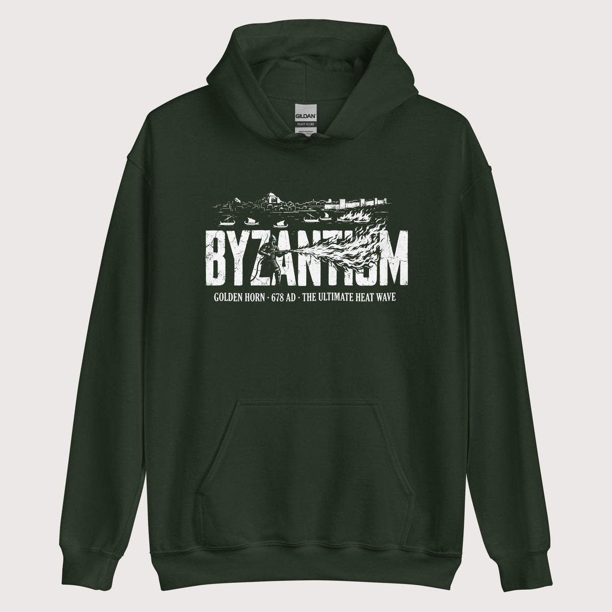 Forest Green Greek Fire 678 Hoodie - history buff gift by HistoHead