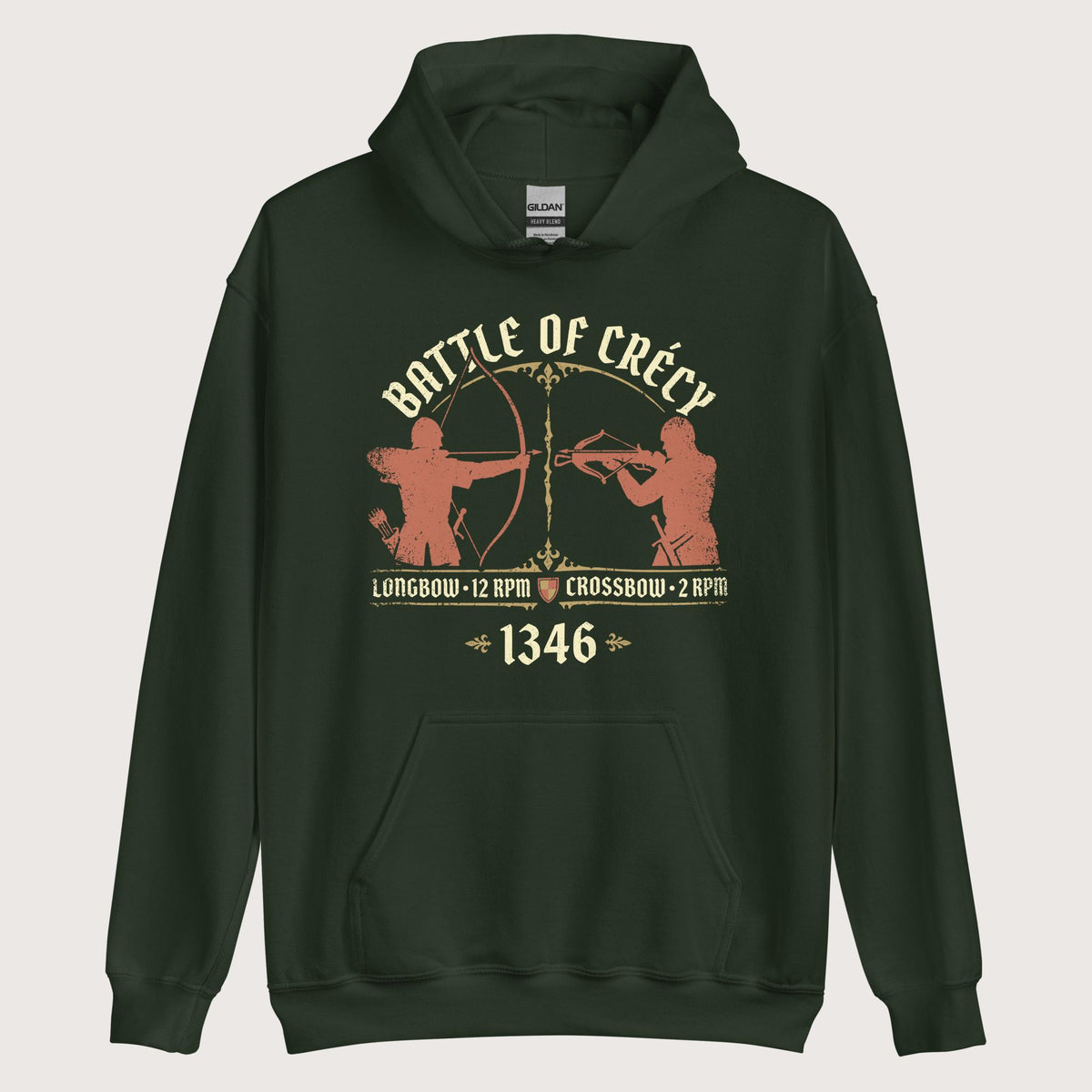 Forest Green Battle of Crecy 1346 Hoodie - history buff gift by HistoHead