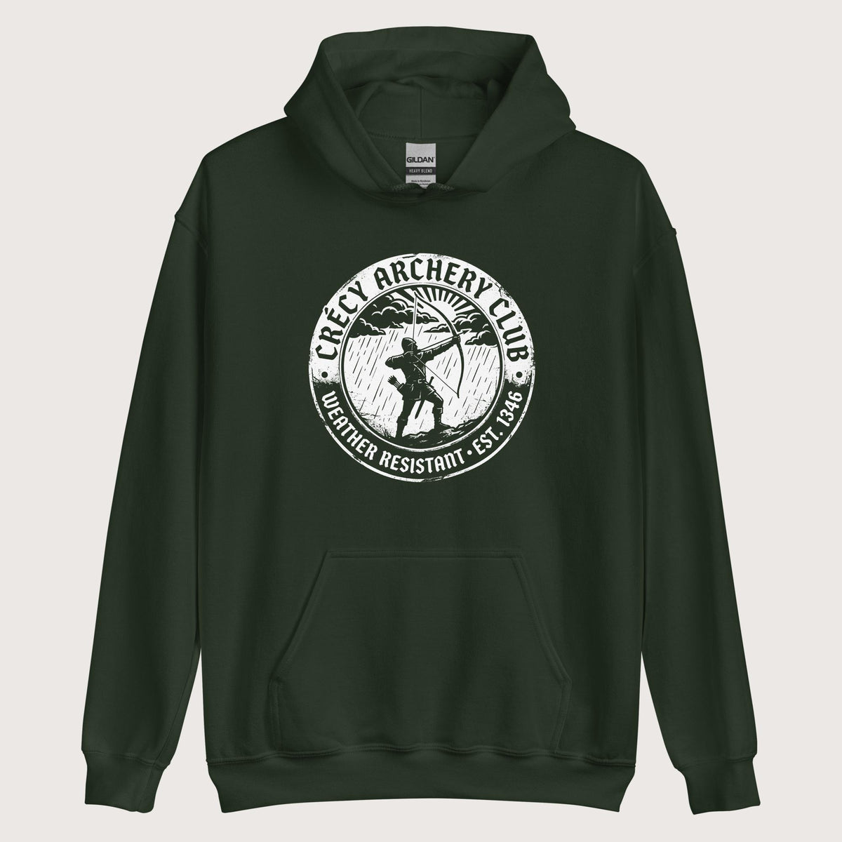 Forest Green Crecy Archery Club Hoodie - history buff gift by HistoHead