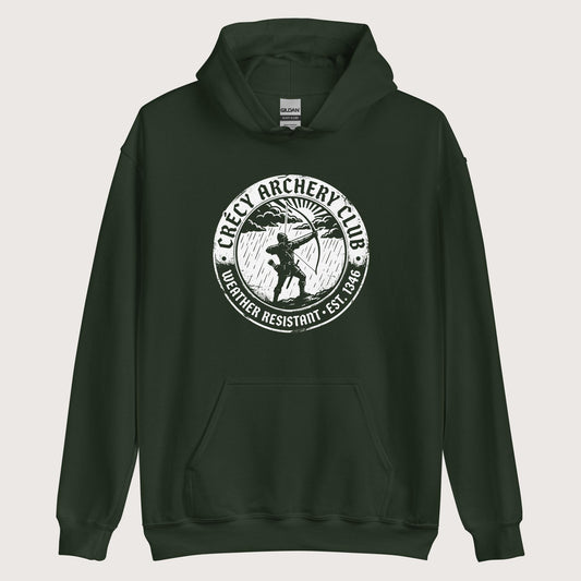 Forest Green Crecy Archery Club Hoodie - history buff gift by HistoHead