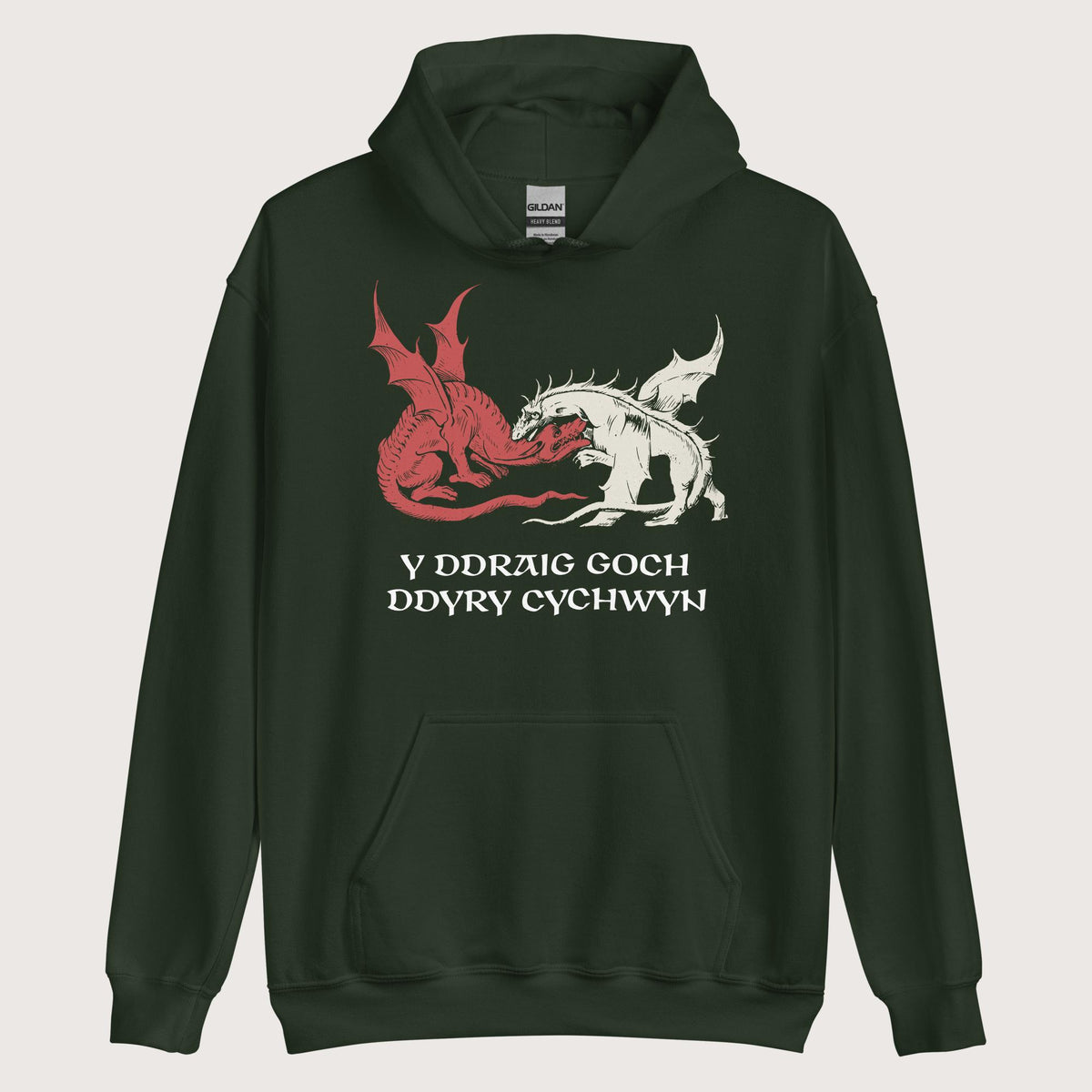 Forest Green Red Dragon Prophecy Hoodie - history buff gift by HistoHead