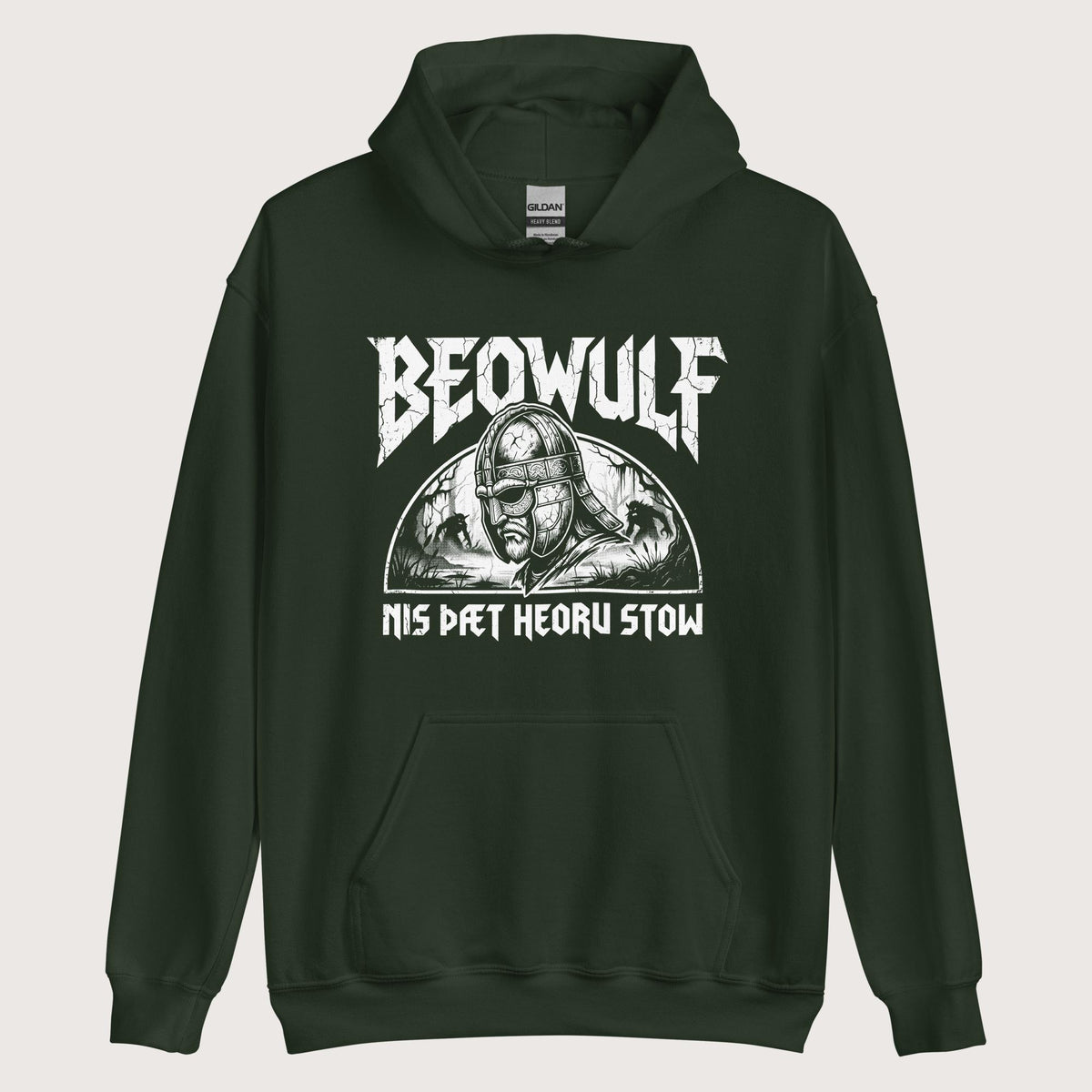 Forest Green Beowulf That Is No Pleasant Place Old English Hoodie - history buff gift by HistoHead