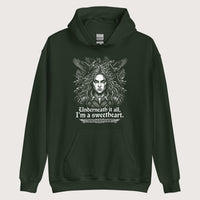 Forest Green The Morrigan Underneath I'm a Sweetheart Hoodie - history buff gift by HistoHead