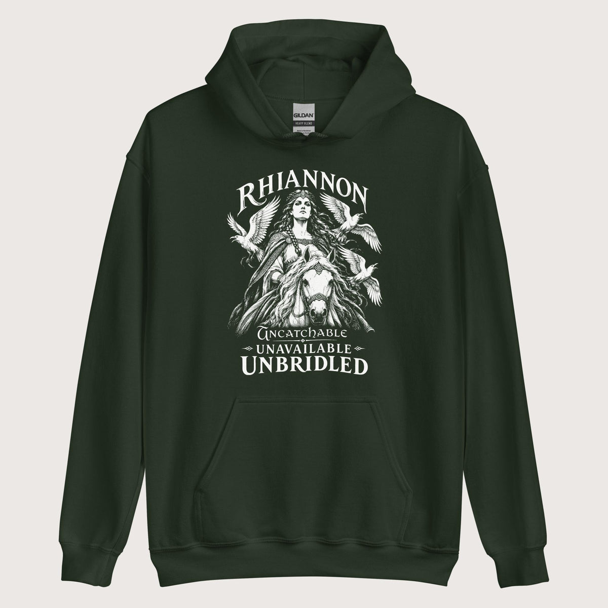 Forest Green Rhiannon Uncatchable Unavailable Unbridled Hoodie - history buff gift by HistoHead