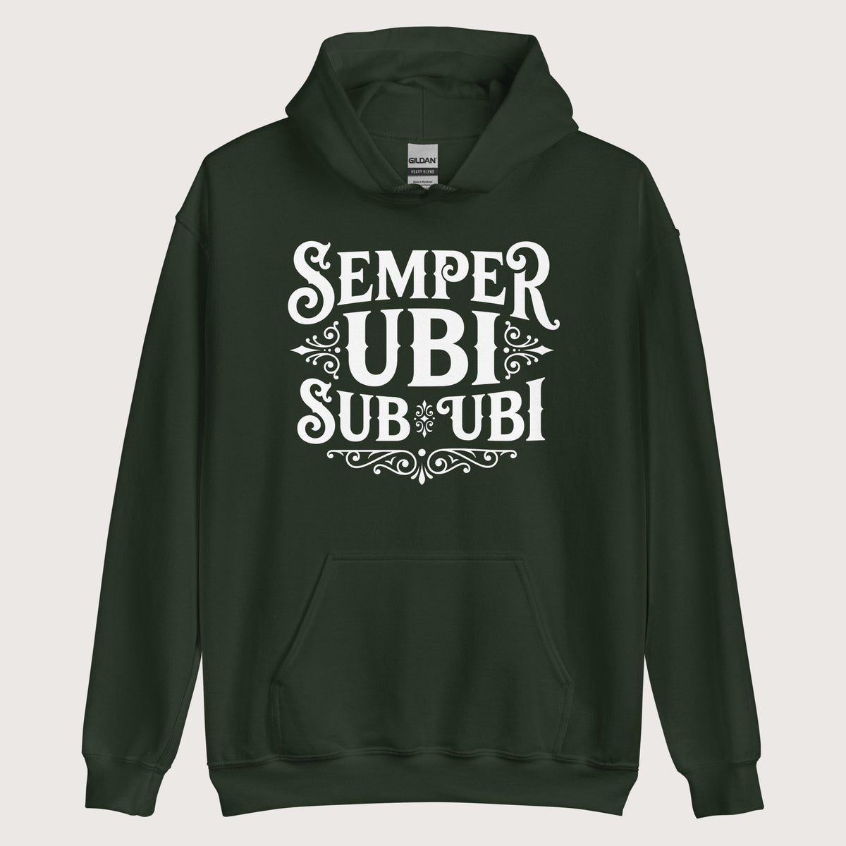 Forest Green Latin Pun Semper Ubi Sub Ubi Hoodie - history buff gift by HistoHead