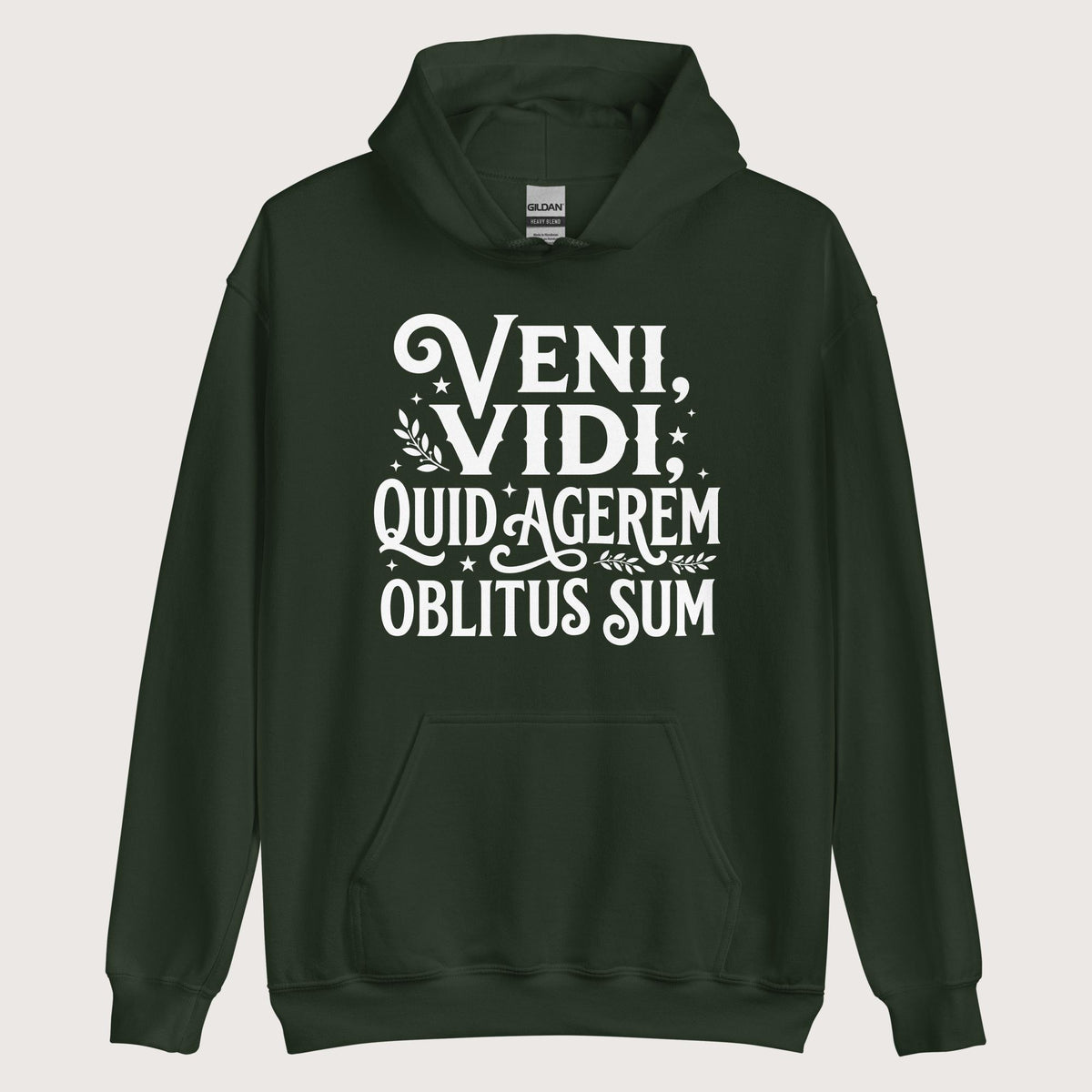 Forest Green Latin I Came I Saw I Forgot I Was Doing Hoodie - history buff gift by HistoHead