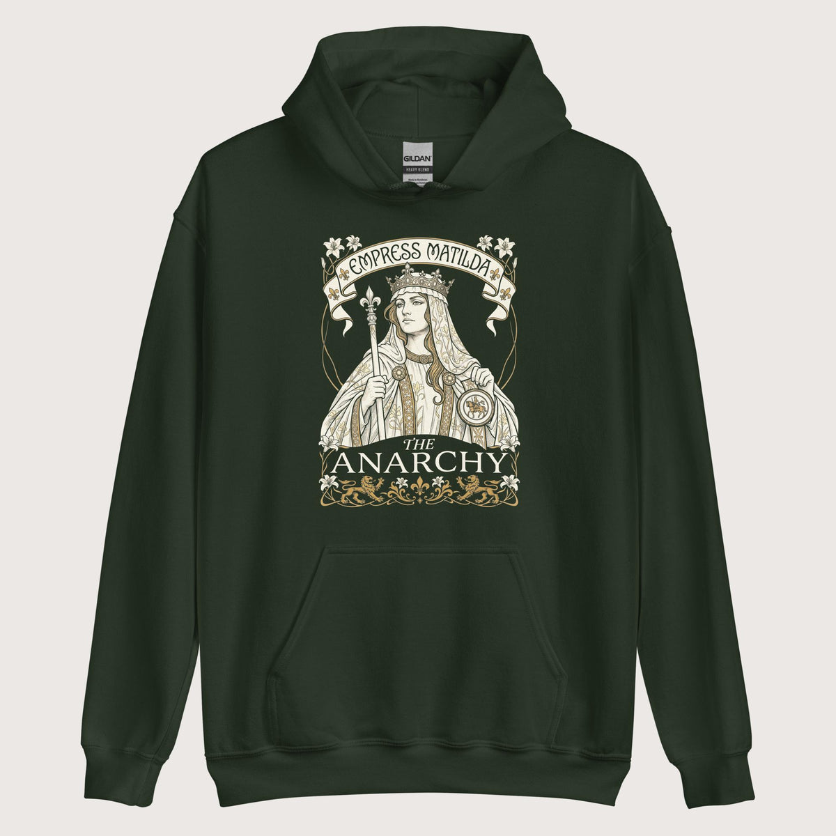Forest Green Empress Matilda The Anarchy Hoodie - history buff gift by HistoHead