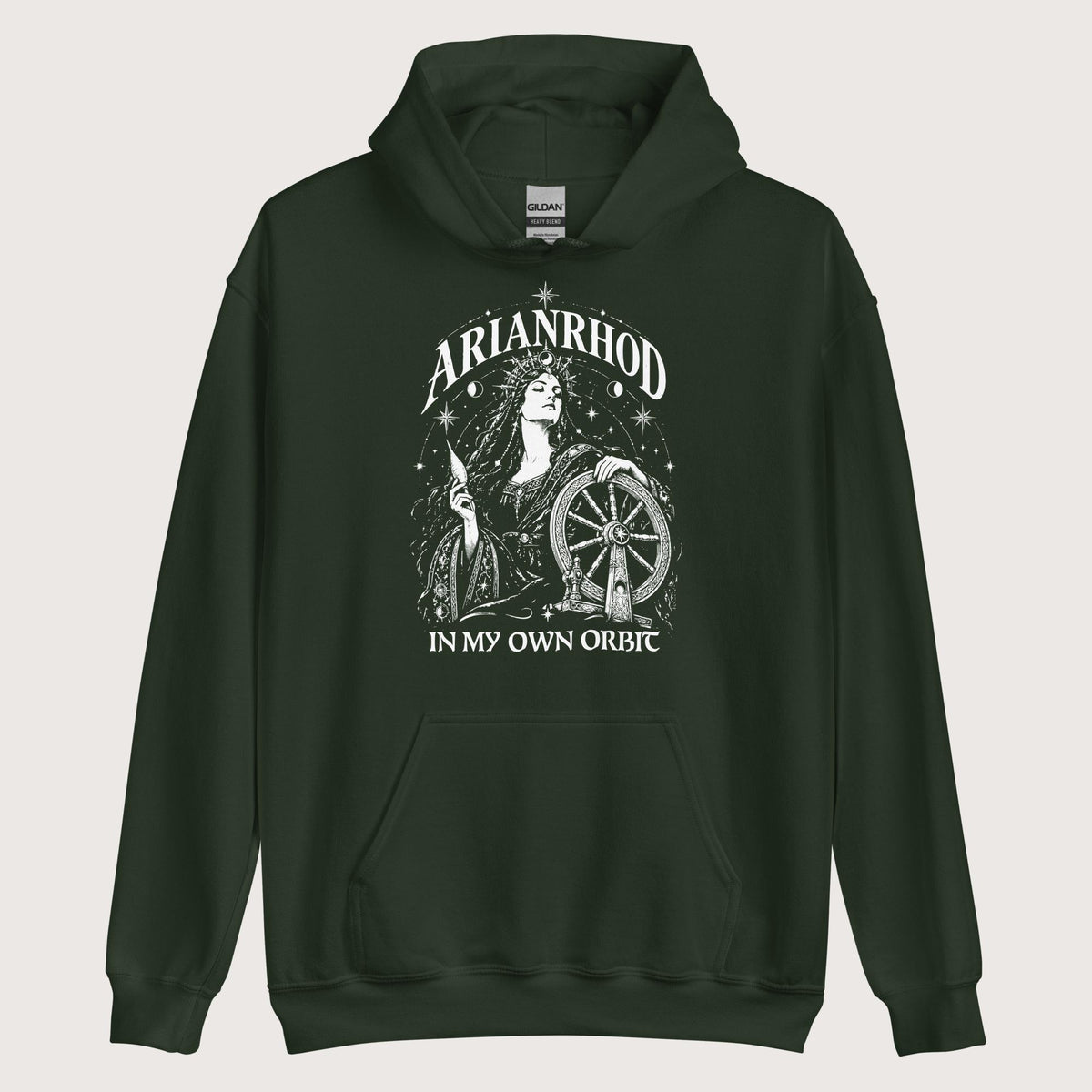 Forest Green Arianrhod In My Own Orbit Hoodie - history buff gift by HistoHead