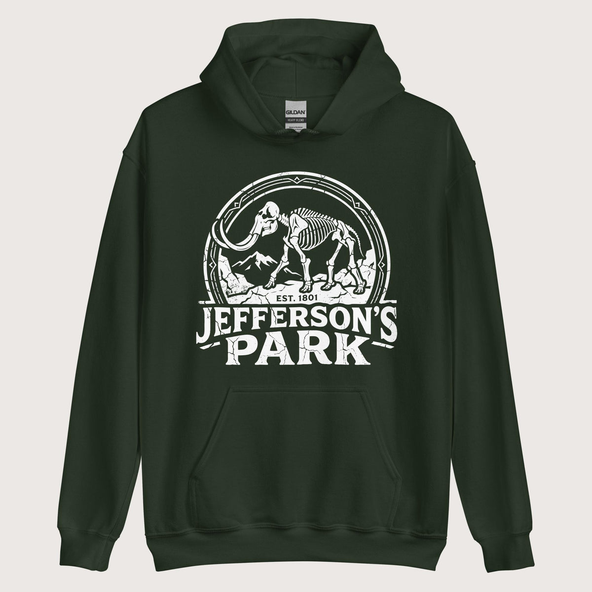 Forest Green Jefferson's Park Hoodie - history buff gift by HistoHead