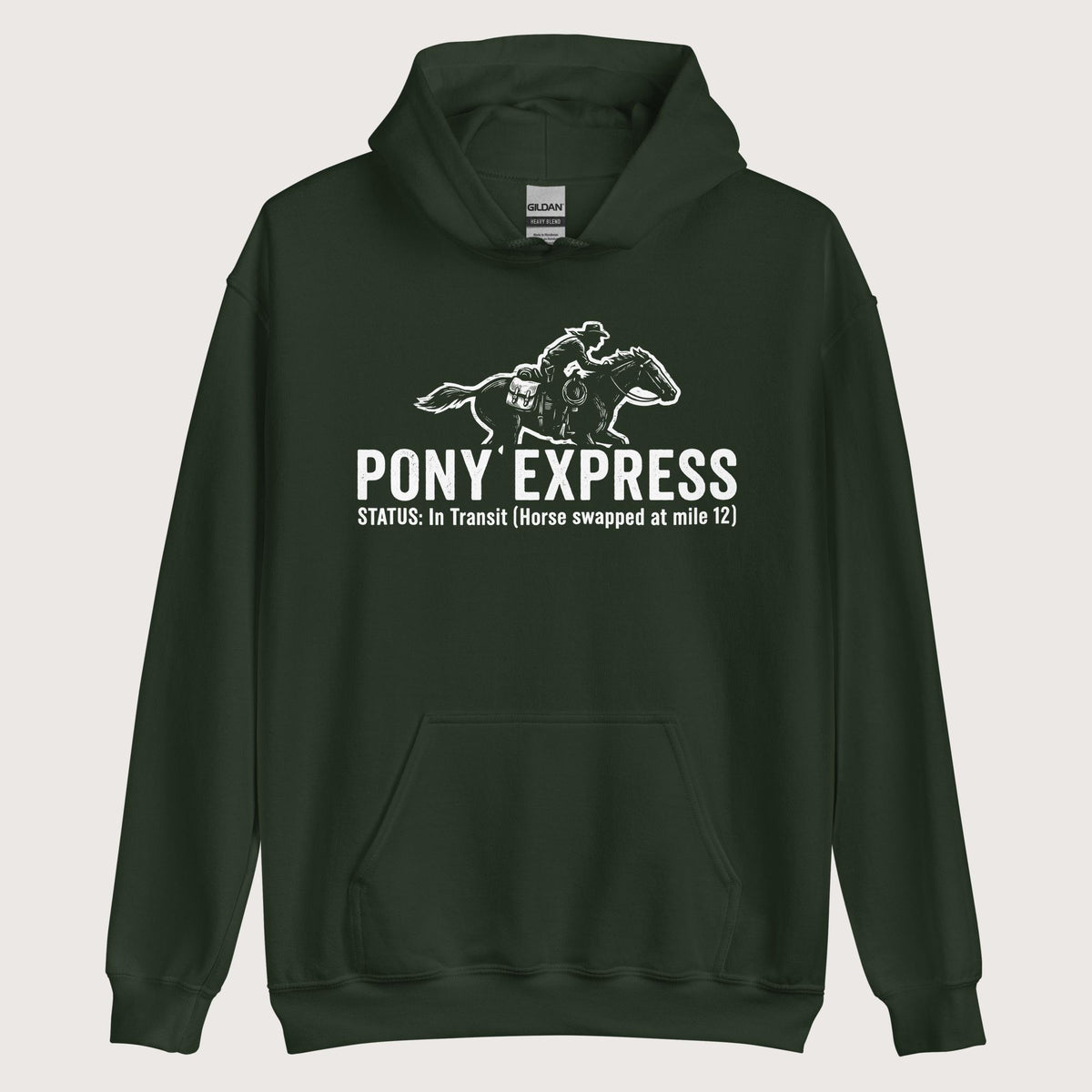 Forest Green Pony Express Hoodie - history buff gift by HistoHead