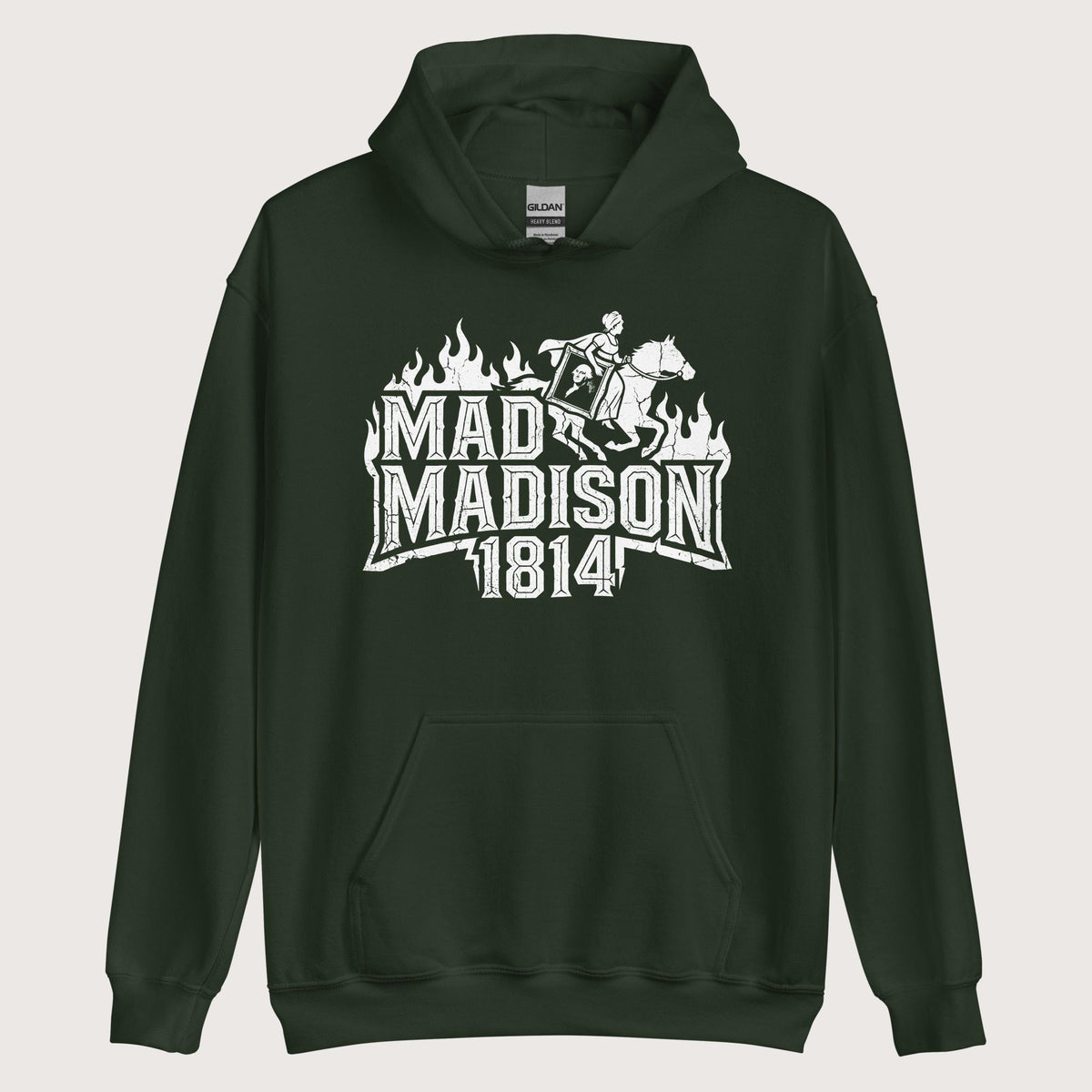 Forest Green Mad Madison Hoodie - history buff gift by HistoHead