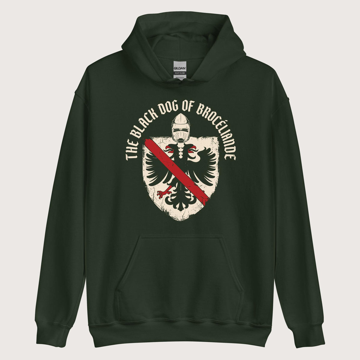 Forest Green Du Guesclin The Black Dog of Brocéliande Hoodie - history buff gift by HistoHead