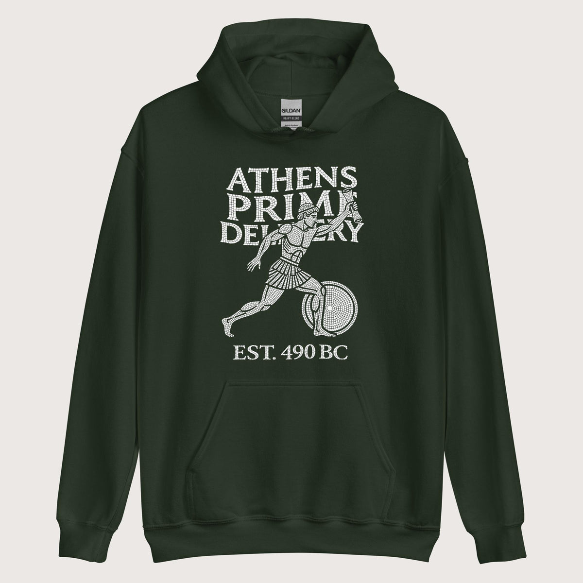 Forest Green Athens Prime Delivery Hoodie - history buff gift by HistoHead