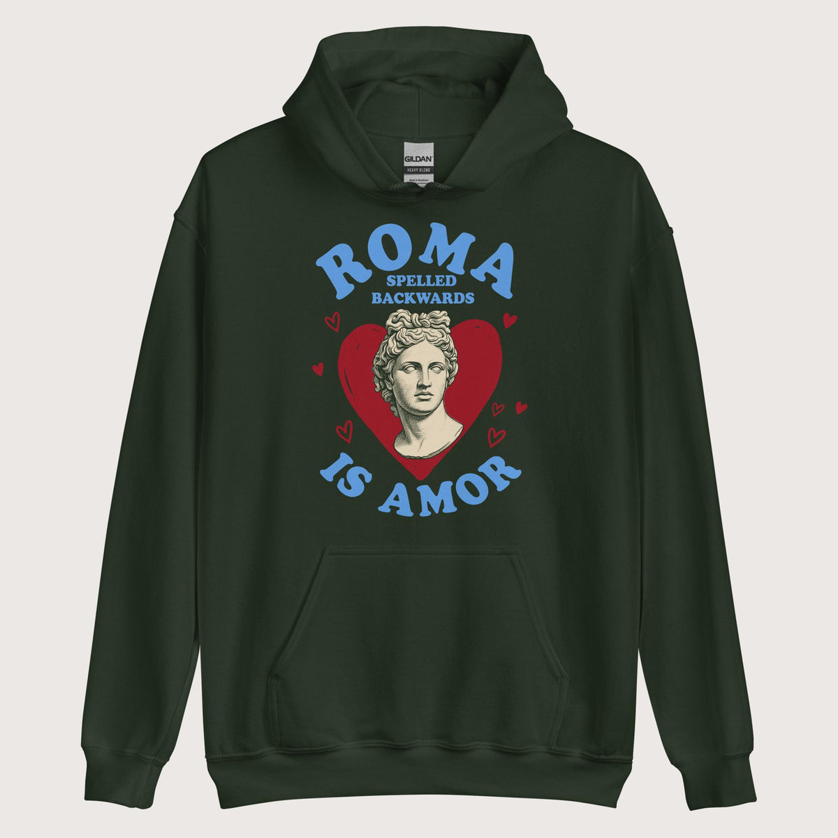 Forest Green Roma Spelled Backwards Is Amor Hoodie - history buff gift by HistoHead