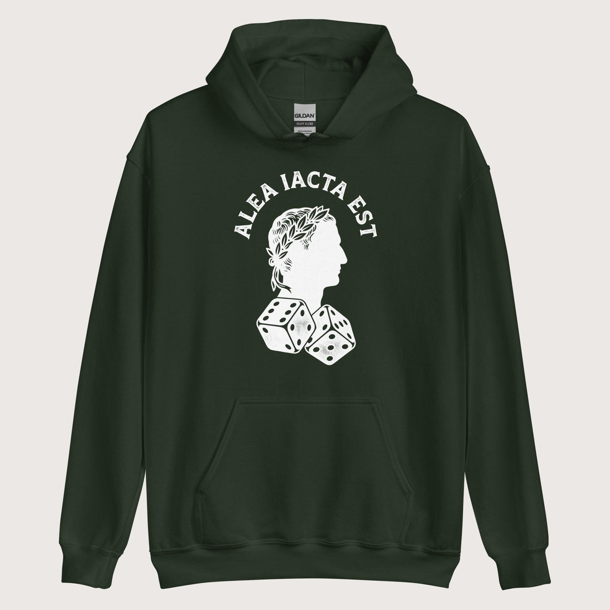 Forest Green Alea Iacta Est Caesar Quote Hoodie - history buff gift by HistoHead