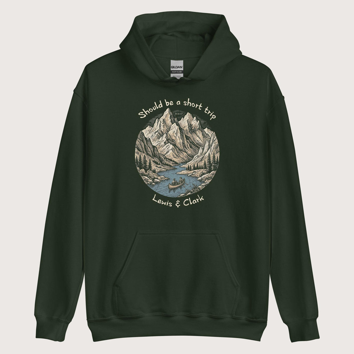 Forest Green Lewis & Clark Short Trip Hoodie - history buff gift by HistoHead