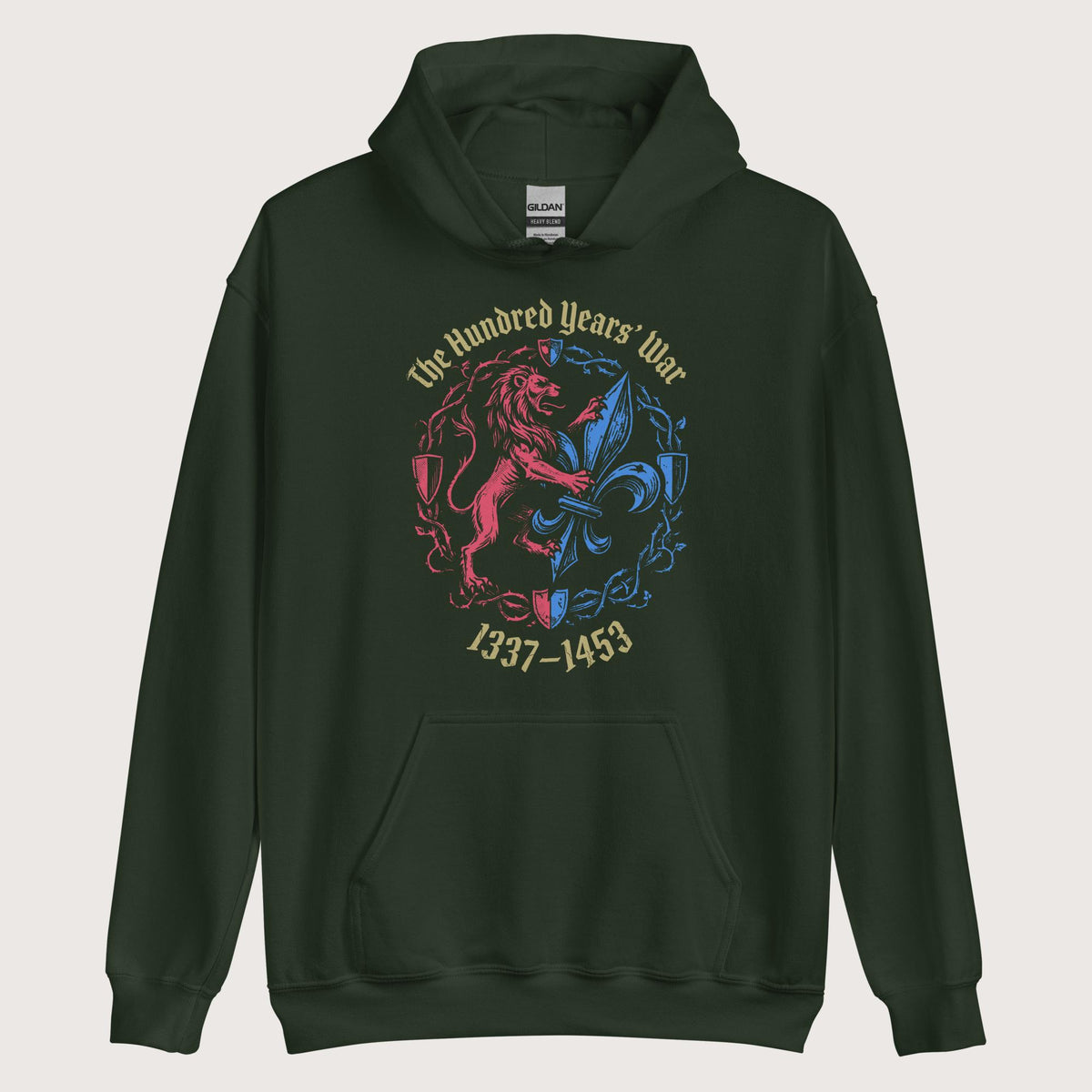 Forest Green The Hundred Years' War Hoodie - history buff gift by HistoHead