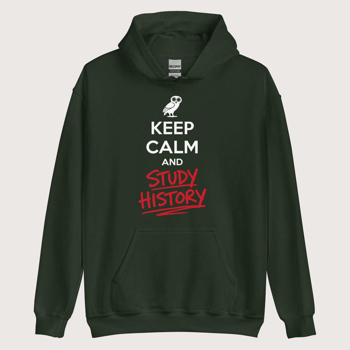 Forest Green Keep Calm and Study History Hoodie - history buff gift by HistoHead